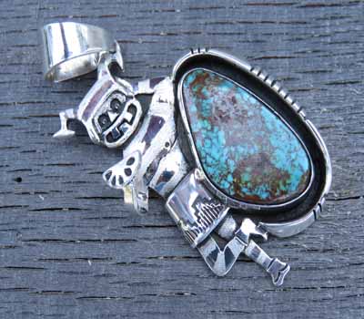 American Indian Pendant-Turquoise Koshare Kachina